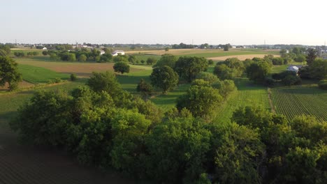 flying low over fields and forests in pennsylvania