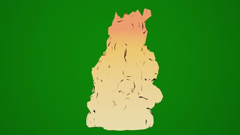 una animación de un fuego en el sombreado de la cel. clave de croma. efecto visual en fondo verde