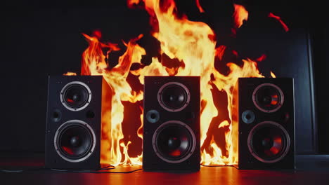 burning speakers in flames