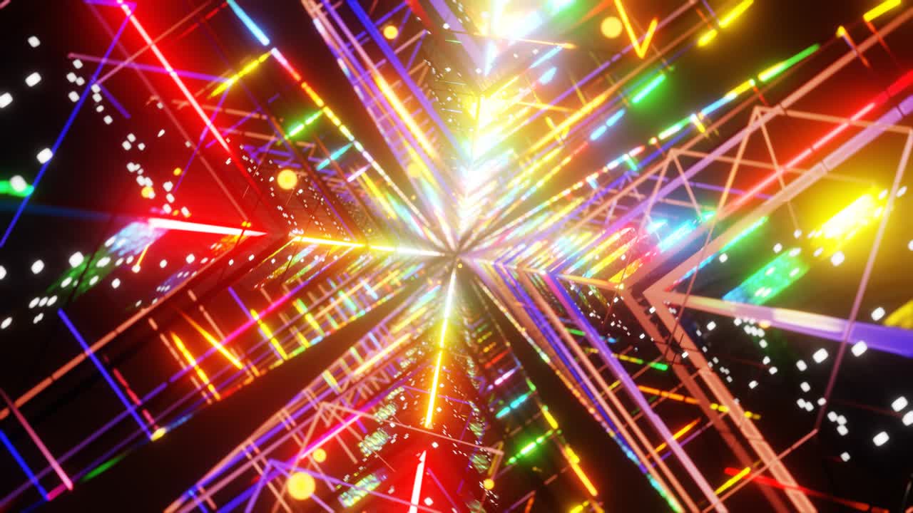 추상적인 다채로운 네온 정사각형, vj 루프 콘서트 배경, 시암리스 3d 렌더링