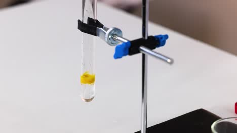 reacción química que forma un precipitado amarillo en el tubo de ensayo