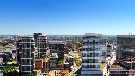 modern skyline view of bratislava city. panoramic view showcasing bratislava's contemporary architecture with clear blue skies and vibrant city life below