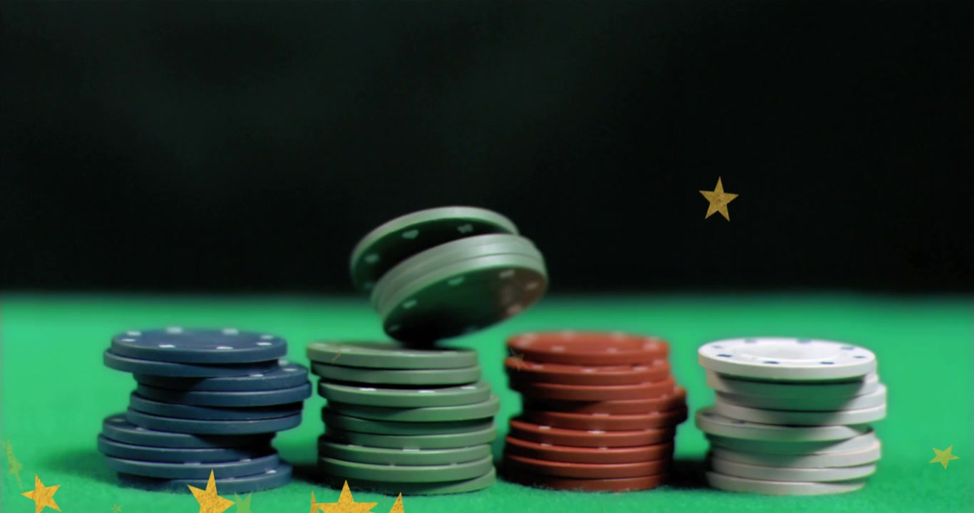 Animation d'étoiles tombant sur des jetons.
