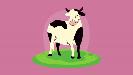 animación de estilo de vida de la granja con la vaca