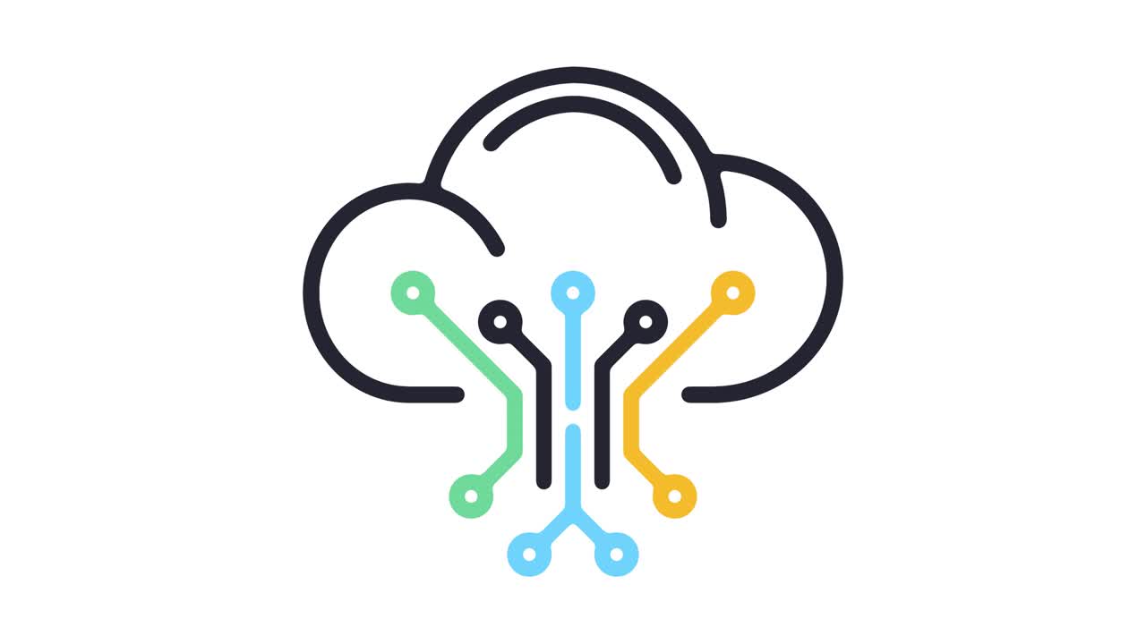 soluciones inteligentes de nube animación de icono de línea con alfa