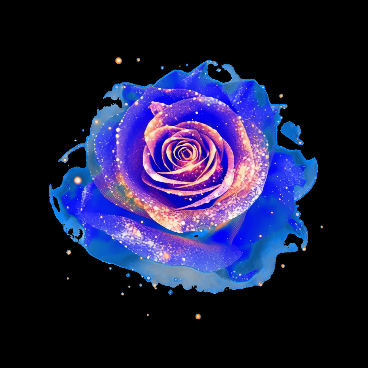 Vibrant cosmic blue rose
