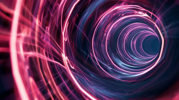 Abstract Tunnel a spirale al neon