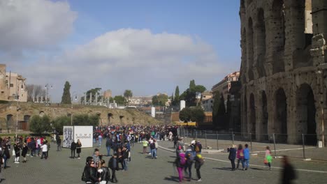 crowds outside the colosseum