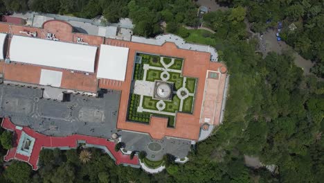 a cool drone senital shot of mexico´s chapultepec castle