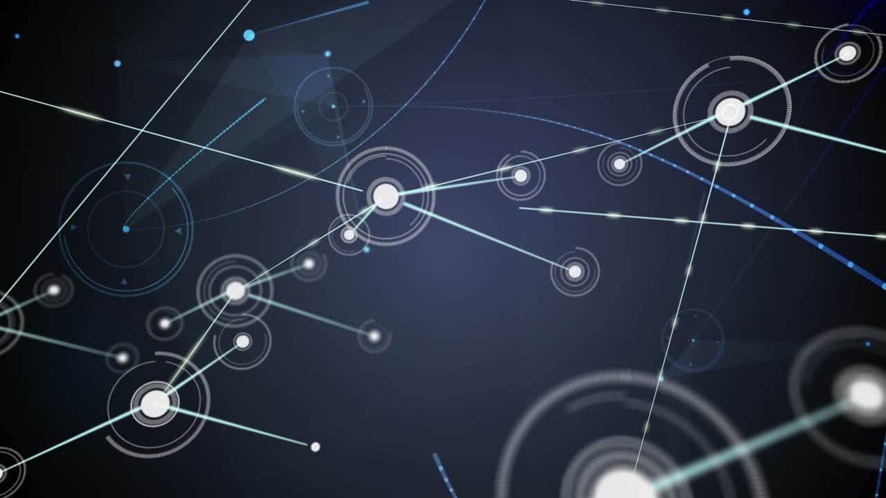 animación de redes de conexiones con iconos en fondo negro