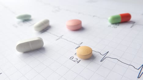 medical chart with pills and ecg