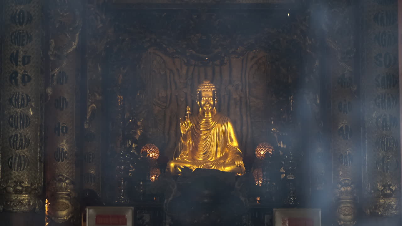 Golden Buddha Statue in a Buddhist Temple