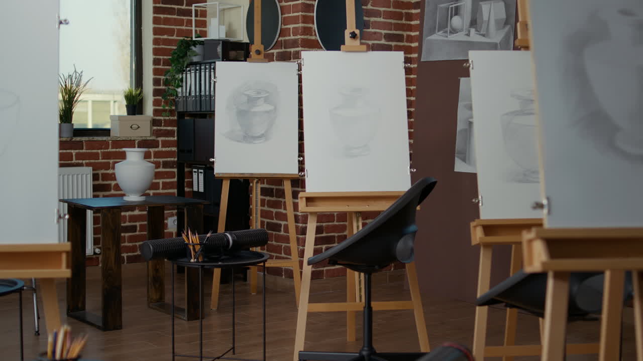 Empty workshop studio to attend art class lesson for leisure activity