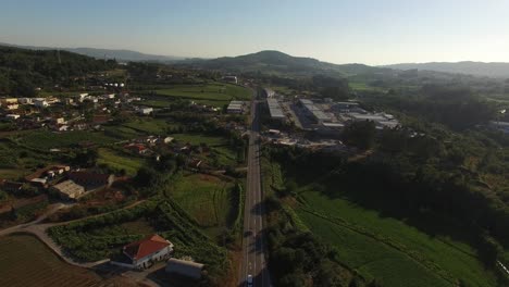 Aerial-View-Traveling-Country-Road-Rural-Landscape