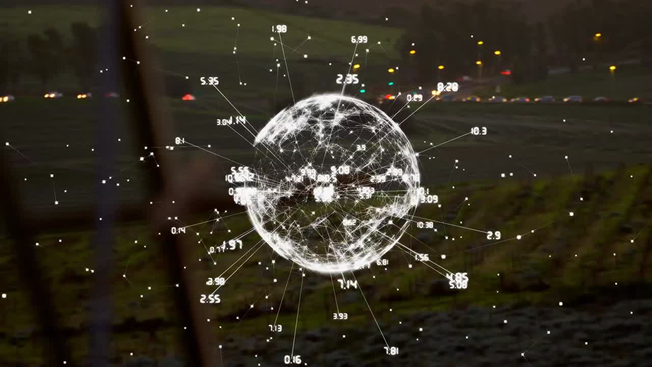 Animation of globe with numbers over pylon