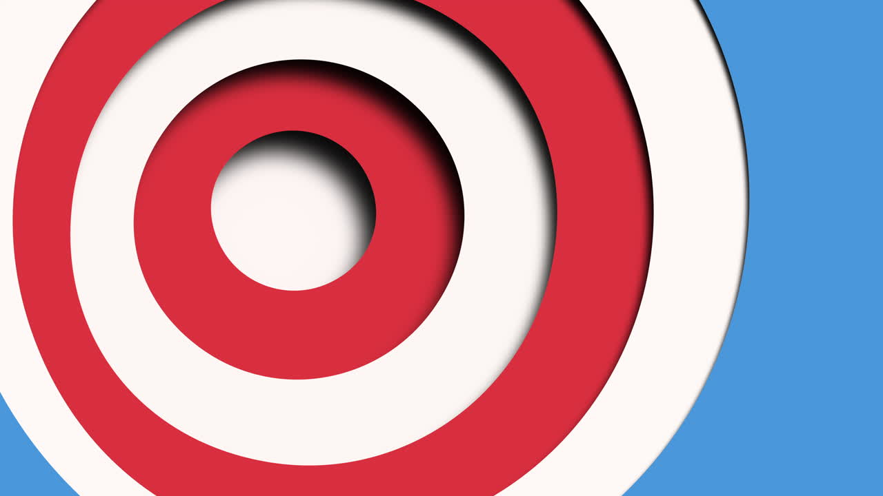 A red, white, and blue bullseye target with a white center circle, suitable for target practice or ornamental purposes, providing a visually striking design