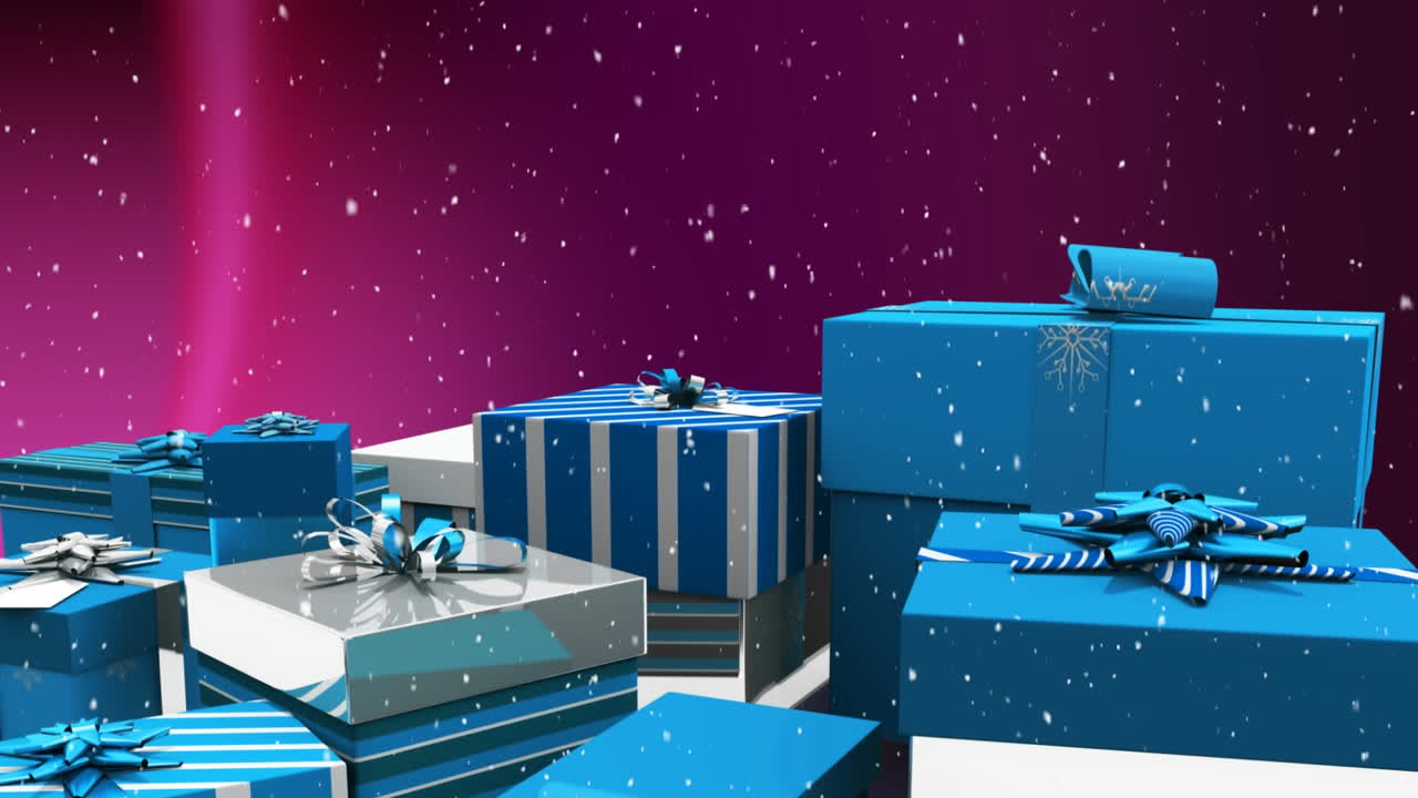 Snow falling and Christmas presents