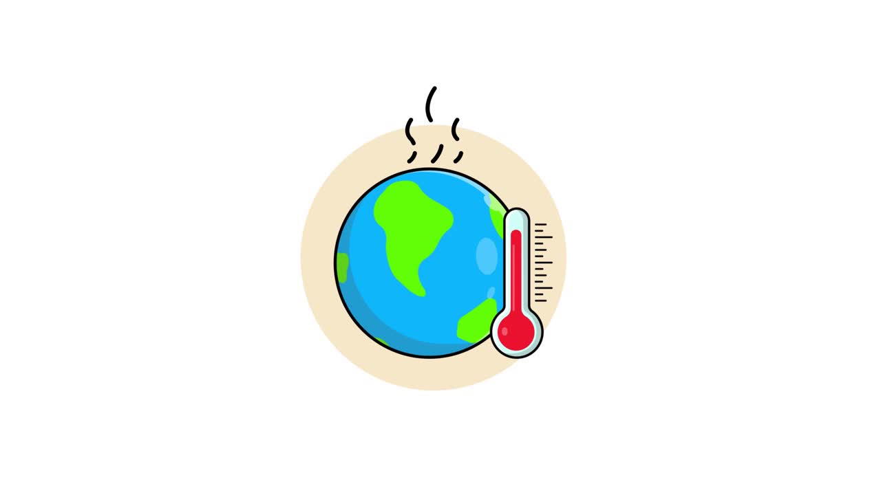 Animated Earth with Rising Thermometer Illustrating Global Warming
