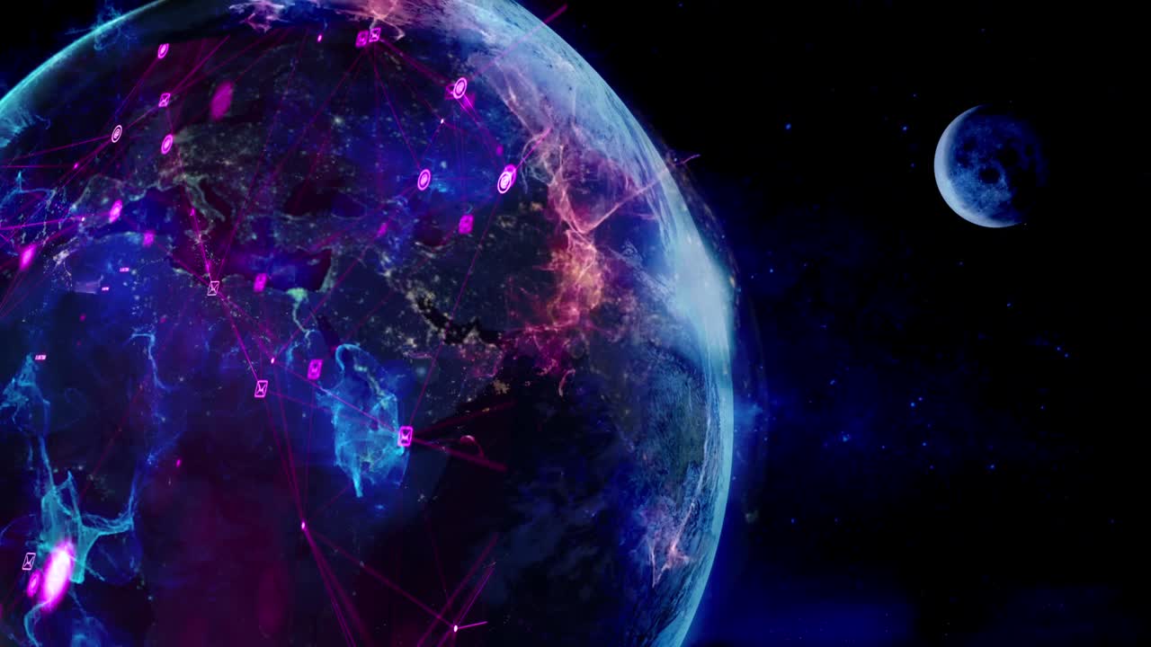 planeta tierra envuelto en tecnología de señal inalámbrica