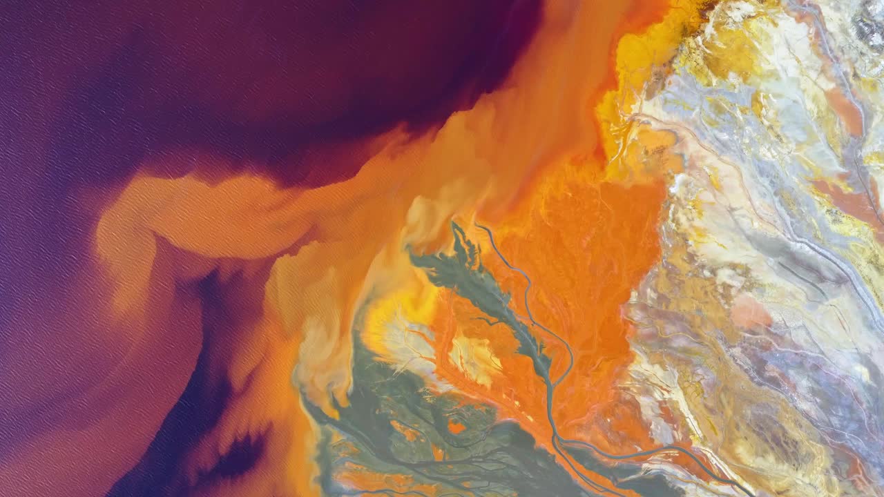 texturas coloridas en el terreno arenoso en el sitio de la mina en huelva