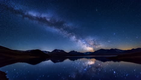 milky way over a tranquil lake