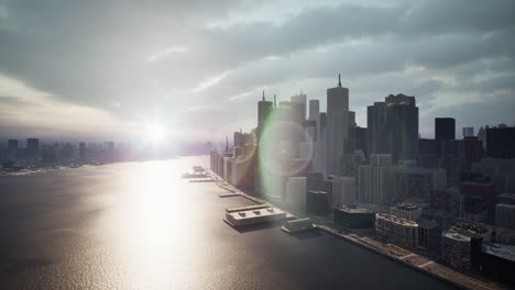 aerial view of city skyscrapers