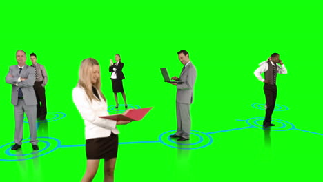personas de negocios que se conectan en el fondo verde