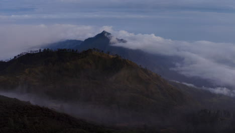 mysterious landscape of ijen volcano complex mountains in east java