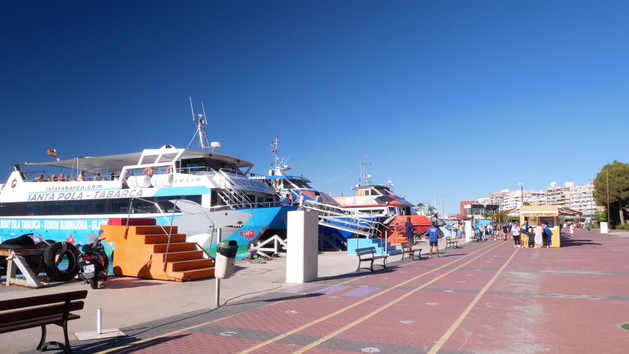 Row of ferry boats to Tabarca island, Santa Pola, Spain