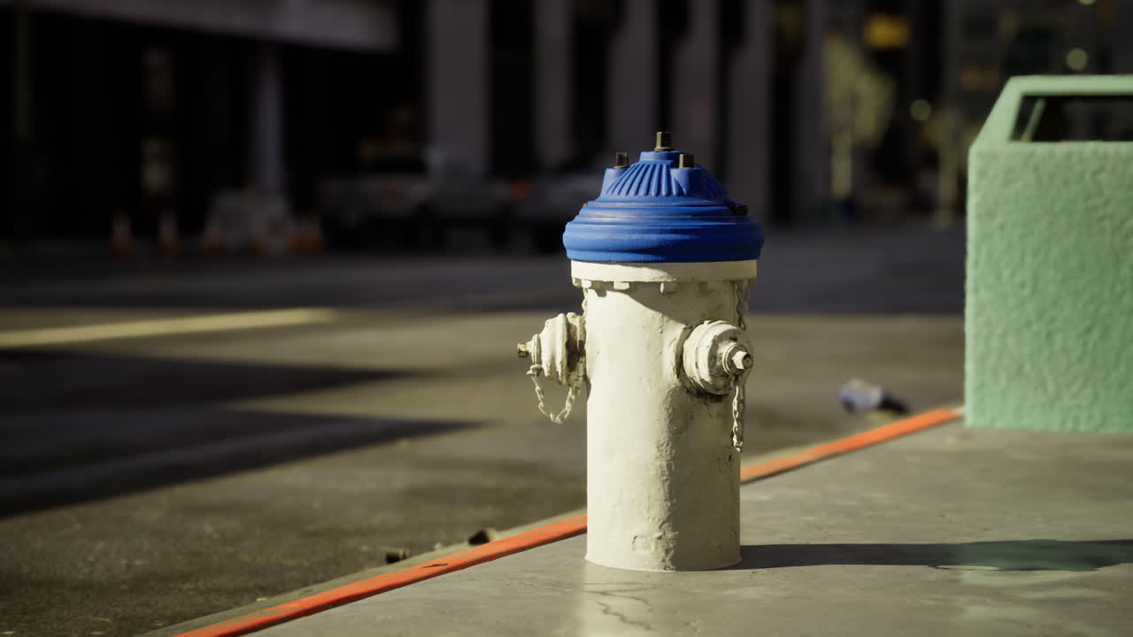 Colorful hydrant stands near urban sidewalk hinting at city life and stories