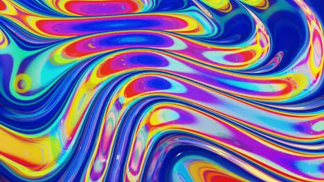 patrón líquido como ondas en movimiento en bucle. 3d elegante abstracto iridescente bg de superficie ondulada como vidrio líquido brillante con arco iris hermosos colores de gradiente. 4k animado fluido colorido de moda.