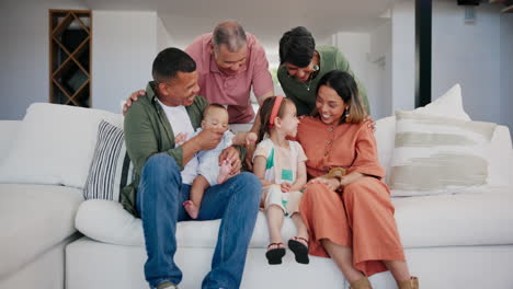 children, parents and grandparents laughing