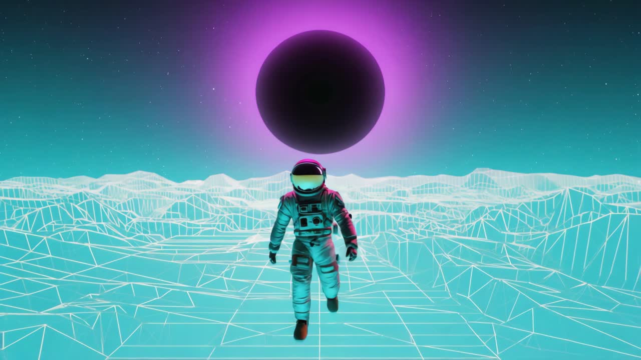 Astronaut in a Synthwave Landscape