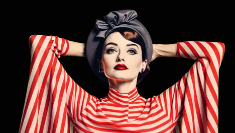 Vintage elegance, striped fashion animation isolated asset, transparent 4K video, alpha channel