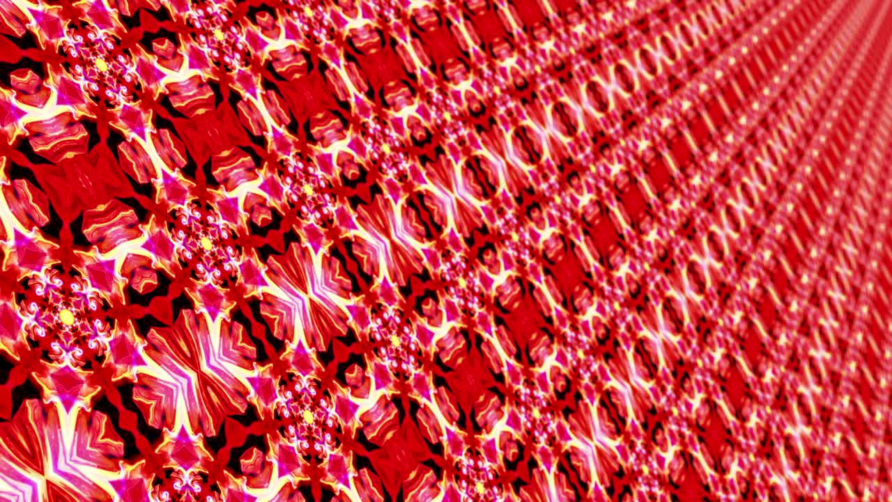 4K 3D rendering ornamental shiny light red kaleidoscope animation like flower fabric woven knitting pattern. Retro vintage holiday native universal motion dynamic cool for music video, title, outro.