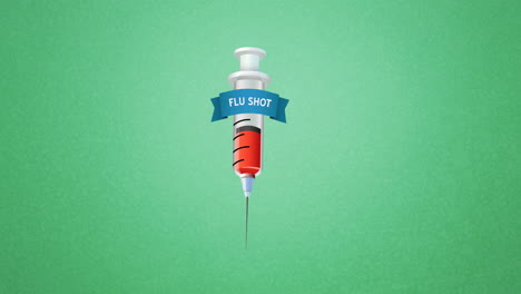 animación del texto de la vacuna contra la gripe en fondo verde