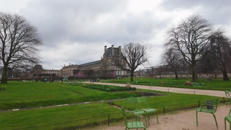 royal gardens at paris in the morning