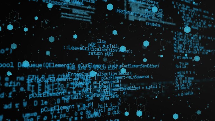 Animation of medical icons and data processing on black background