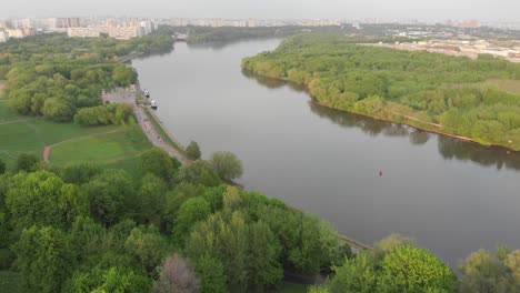 moscow moska river and chuch of kazan 4k from a drone in the afternoon