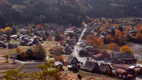 A-wide-angle-view-of-Shirakawago,-a-old-Japanese-town