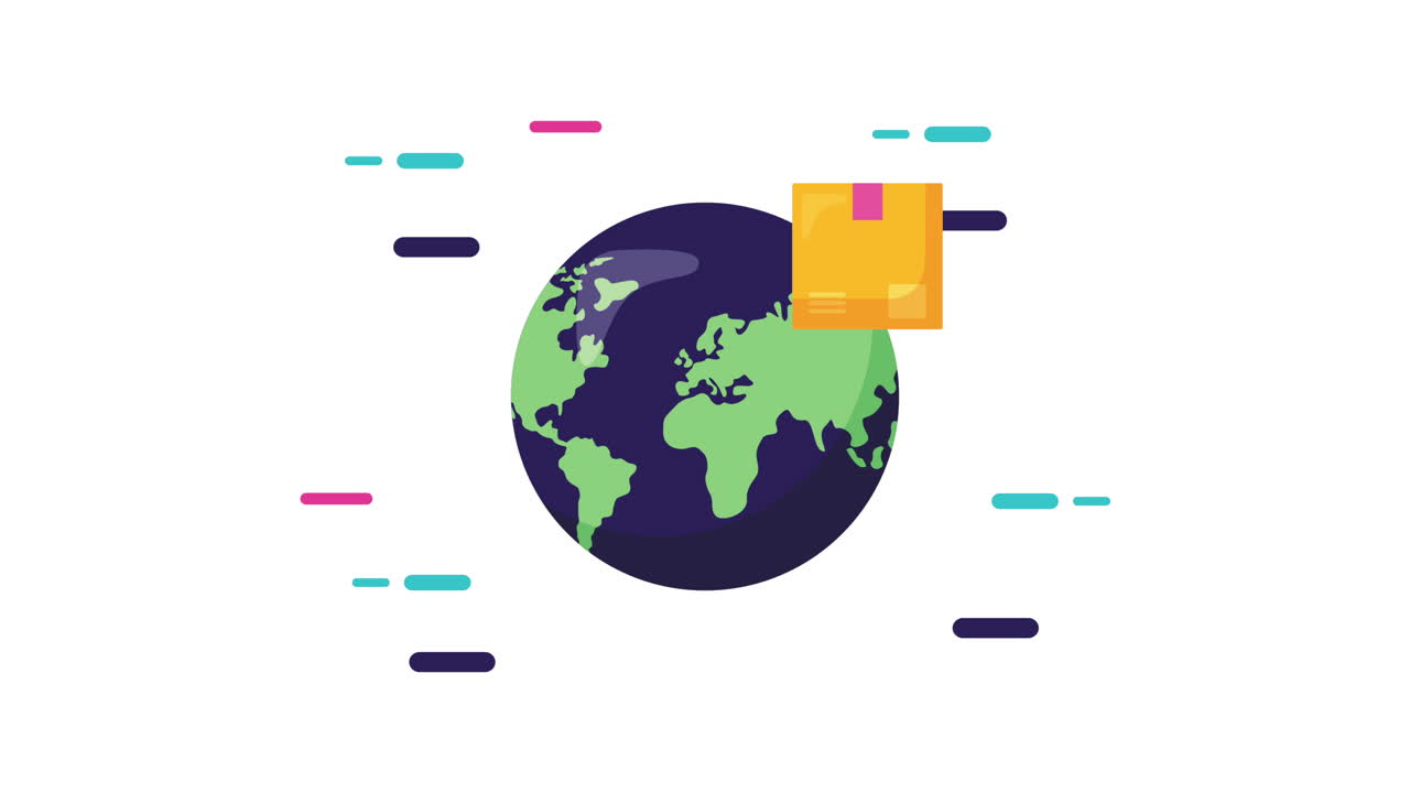 로지스틱 서비스 애니메이션: 월드 플래과 박스