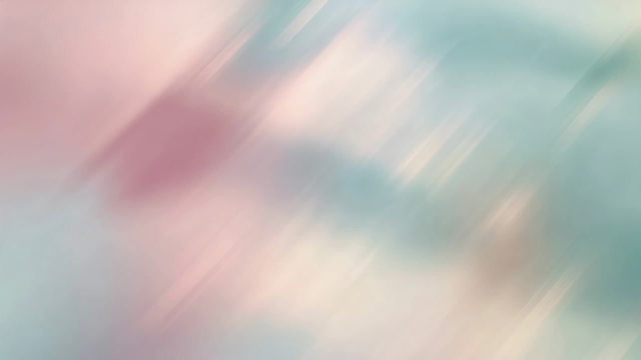 Shifting abstract color fields sliding across five frames at soft focus, showing teal and rose