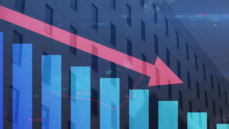 procesamiento de datos estadísticos a través de la red de red contra edificios altos en el fondo