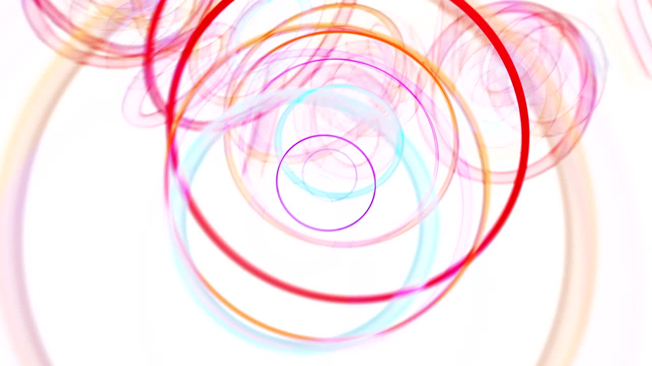 un túnel de círculos de neón, un toroide colorido como un vuelo al otro mundo.