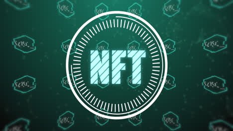 animation of nft text over scope scanning on green background