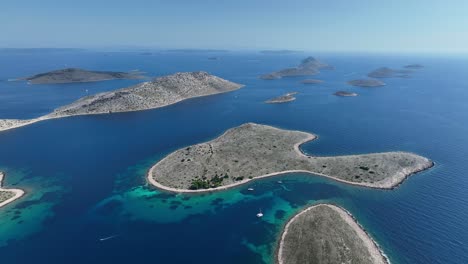 aerial view of islands and blue sea in kornati, croatia.