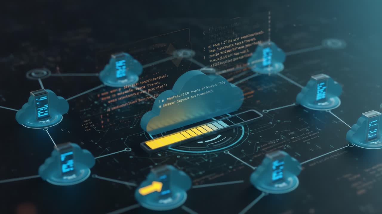 Dynamic Data Transfer and Cloud Connectivity Visualization Representing a Secure Network Architecture with Multiple Data Sources and Real-Time Monitoring Features