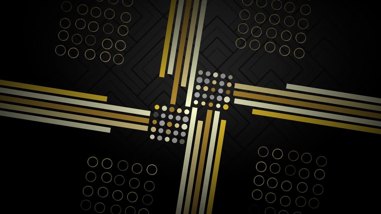 líneas doradas en fondo negro en video 4k.