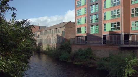 urban landscape with river and modern buildings