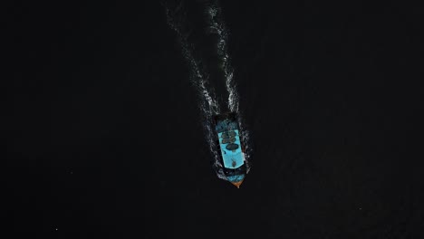 bird-eye view of a sailing fishing boat